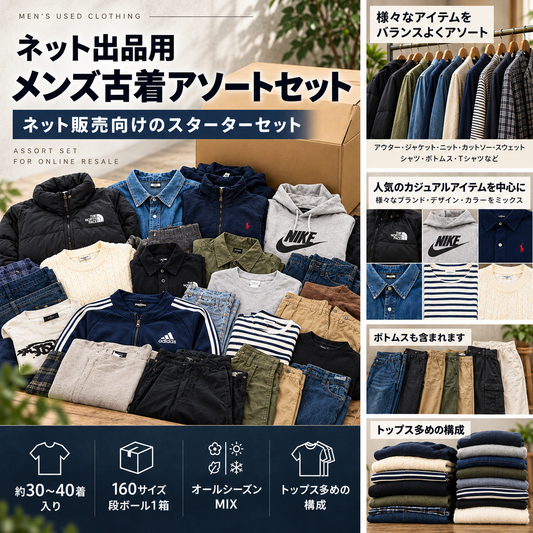 ネット出品用 メンズ古着アソート 約30〜40着｜オールシーズン トップス多め スターターセット【OLD FLIP】