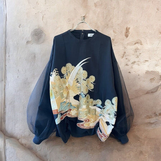 kimono tulle blousse 有明ガーデンrecollect店 着物 ブラウス シャツ チュール 再構築 リメイク remake ktb0006