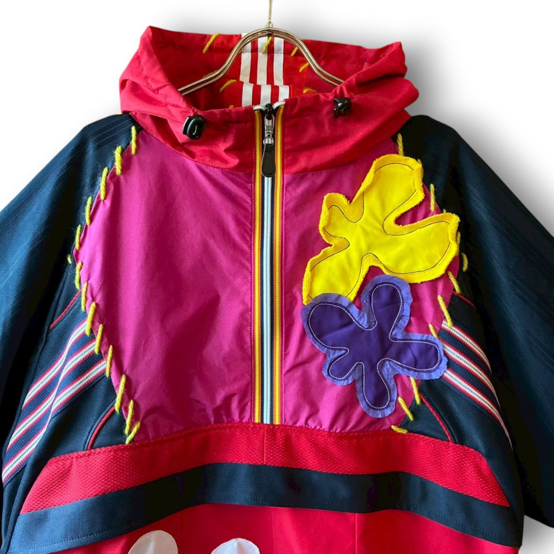 Reconstructed Anorak Hoodie One-of-a-Kind Upcycled Design Vintage Fabric × Color Block zivun