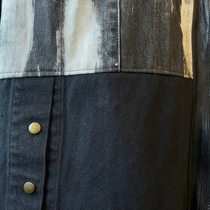 Leather coat, long coat, women's, men's, unisex, reconstructed, remade, denim, distressed, obi, paint, Ao Miyasaka recollect Ariake Garden store