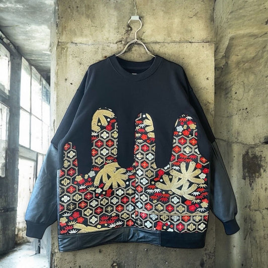 obi sweat 有明ガーデンrecollect店 スウェット トレーナー 着物 帯 再構築 リメイク remake kos0002