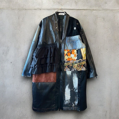 kimono obi leather coat 有明ガーデンrecollect店 着物 帯 レザー コート デニムコート 再構築 リメイク remake kolc0002