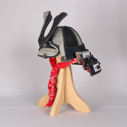 SOMELIKE × zivun Denim Kabuto | Kabuto × Denim Handmade Samurai Helmet Object | One-of-a-Kind | OLD FLIP