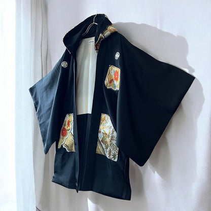 Hoodie Parka Kimono Obi Zip Women's Men's Oversized Remake Kimono Long Hoodie Black Recollect Ariake Garden Store