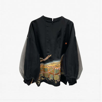 kimono tomesode phoenix tulle blouse