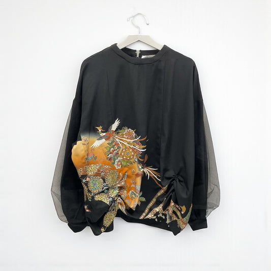 kimono tomesode phoenix tulle blouse