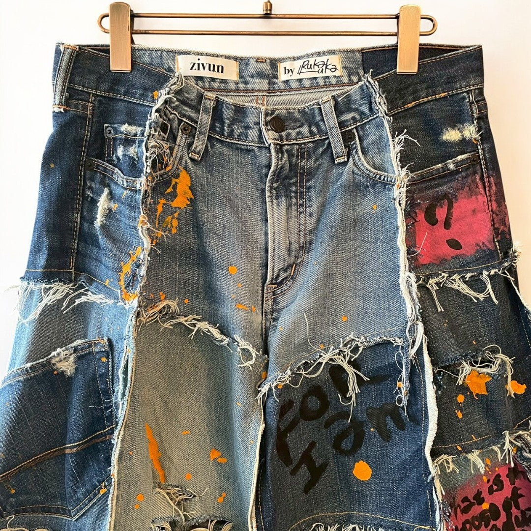 再構築ペイント アート デニムパンツ リメイク remake レディース recollect有明ガーデン店 Ruka0002