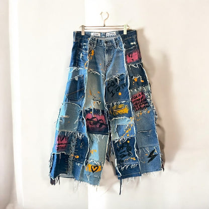 再構築ペイント アート デニムパンツ リメイク remake レディース recollect有明ガーデン店 Ruka0002