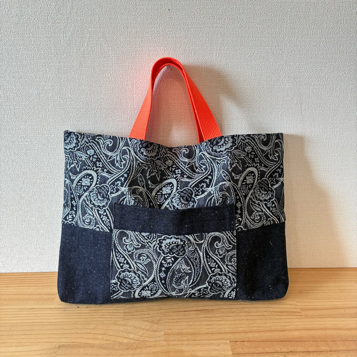 入学入園バッグ5点セット｜再構築古着リメイク ハンドメイド レッスンバッグ・シューズケース・お着替え袋・お弁当袋・コップ袋