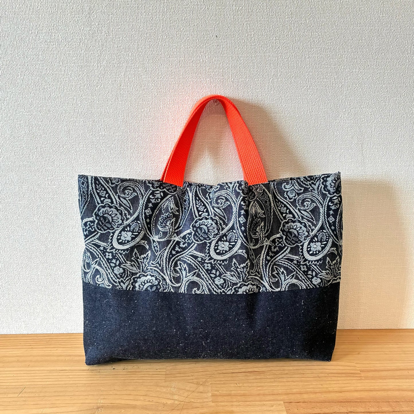 入学入園バッグ5点セット｜再構築古着リメイク ハンドメイド レッスンバッグ・シューズケース・お着替え袋・お弁当袋・コップ袋