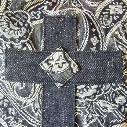 入学入園バッグ5点セット｜再構築古着リメイク ハンドメイド レッスンバッグ・シューズケース・お着替え袋・お弁当袋・コップ袋