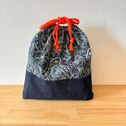 入学入園バッグ5点セット｜再構築古着リメイク ハンドメイド レッスンバッグ・シューズケース・お着替え袋・お弁当袋・コップ袋