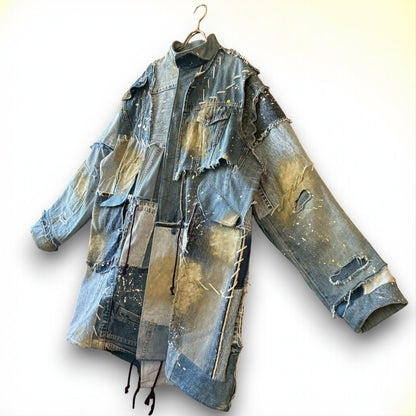 Remake Denim Mods Coat Unisex Upcycled Patchwork Jacket – One of a Kind