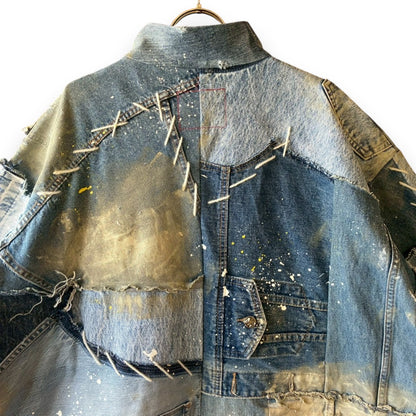 Remake Denim Mods Coat Unisex Upcycled Patchwork Jacket – One of a Kind