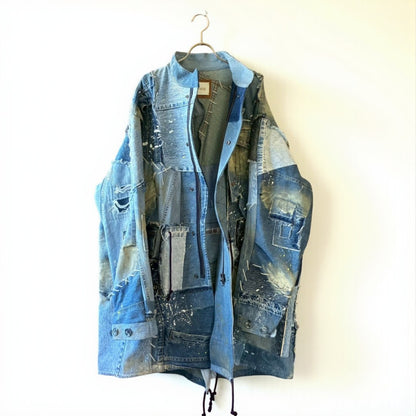Remake Denim Mods Coat Unisex Upcycled Patchwork Jacket – One of a Kind