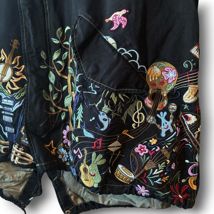 One-of-a-Kind Black Dyed Mods Coat with Artistic Embroidery | Japanese Reworked Vintage Jacket | zivun