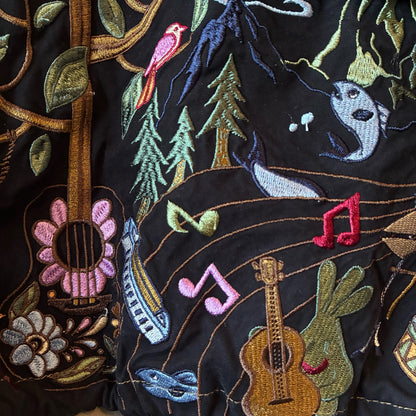 One-of-a-Kind Black Dyed Mods Coat with Artistic Embroidery | Japanese Reworked Vintage Jacket | zivun