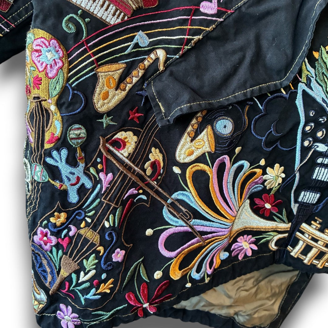 One-of-a-Kind Black Dyed Mods Coat with Artistic Embroidery | Japanese Reworked Vintage Jacket | zivun