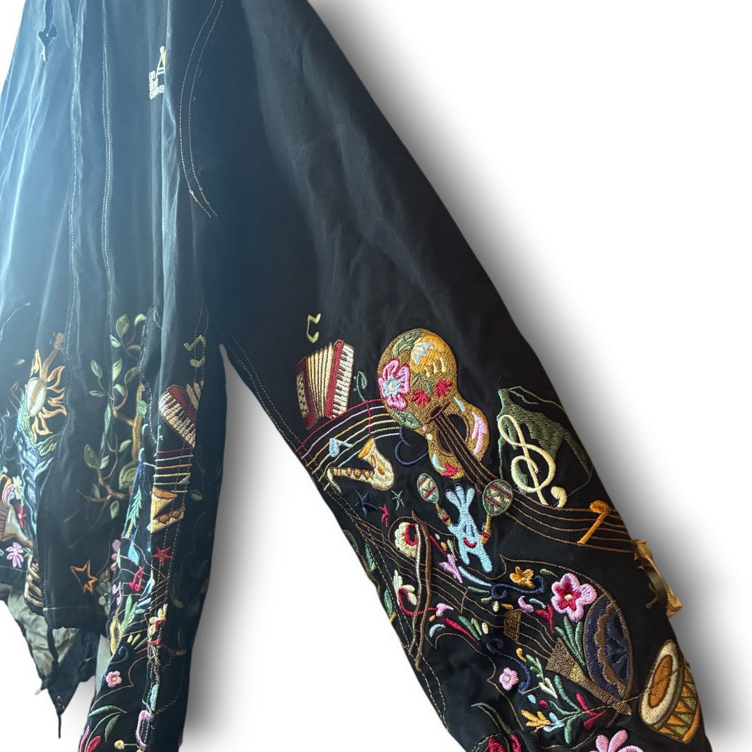 One-of-a-Kind Black Dyed Mods Coat with Artistic Embroidery | Japanese Reworked Vintage Jacket | zivun