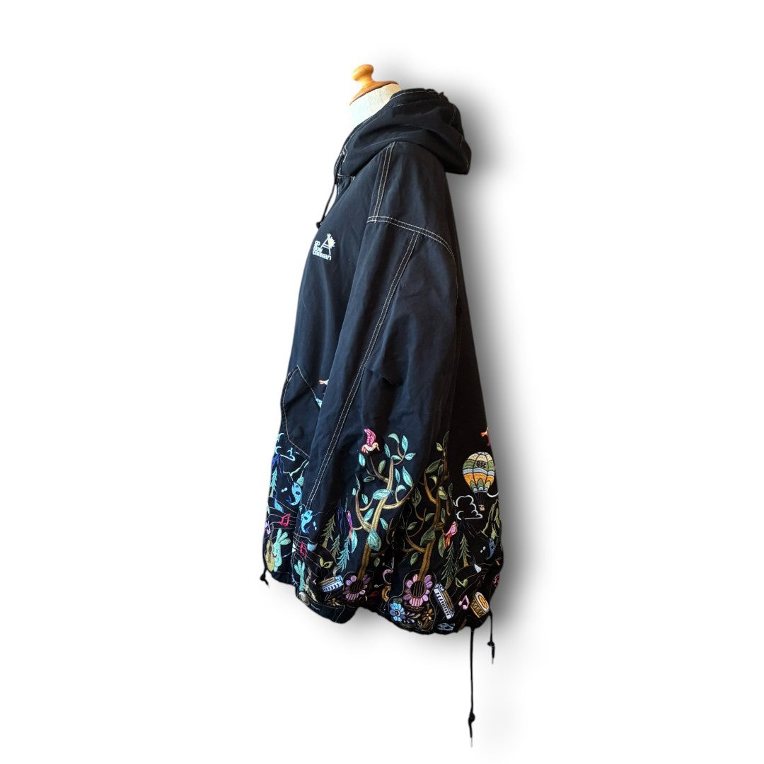 One-of-a-Kind Black Dyed Mods Coat with Artistic Embroidery | Japanese Reworked Vintage Jacket | zivun