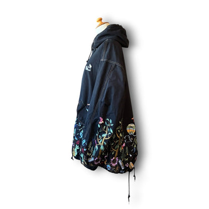 One-of-a-Kind Black Dyed Mods Coat with Artistic Embroidery | Japanese Reworked Vintage Jacket | zivun