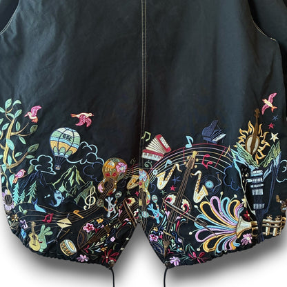 One-of-a-Kind Black Dyed Mods Coat with Artistic Embroidery | Japanese Reworked Vintage Jacket | zivun