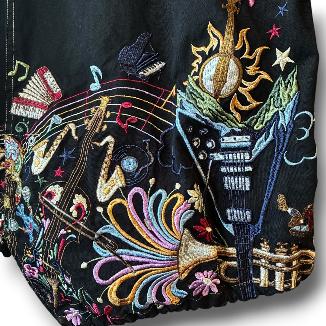 One-of-a-Kind Black Dyed Mods Coat with Artistic Embroidery | Japanese Reworked Vintage Jacket | zivun