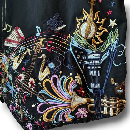 One-of-a-Kind Black Dyed Mods Coat with Artistic Embroidery | Japanese Reworked Vintage Jacket | zivun