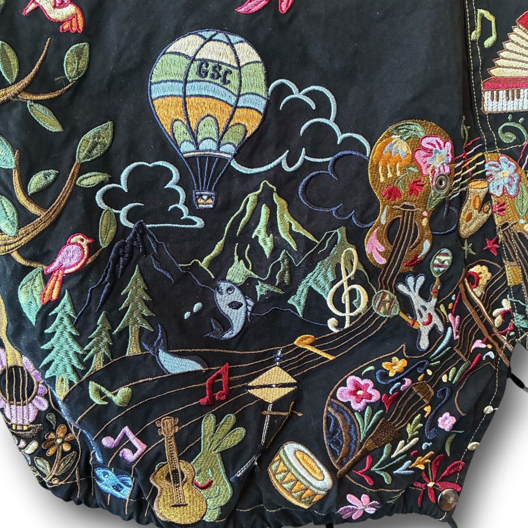 One-of-a-Kind Black Dyed Mods Coat with Artistic Embroidery | Japanese Reworked Vintage Jacket | zivun