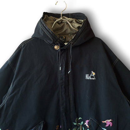 One-of-a-Kind Black Dyed Mods Coat with Artistic Embroidery | Japanese Reworked Vintage Jacket | zivun
