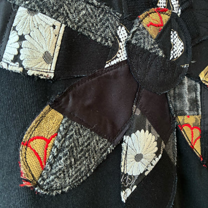 Rebuild Kimono Flower T-Shirt Onepiece Black | One-of-a-Kind Handmade Upcycled Dress by zivun