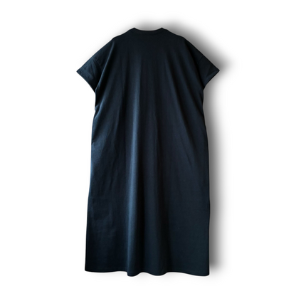 Rebuild Kimono Flower T-Shirt Onepiece Black | One-of-a-Kind Handmade Upcycled Dress by zivun