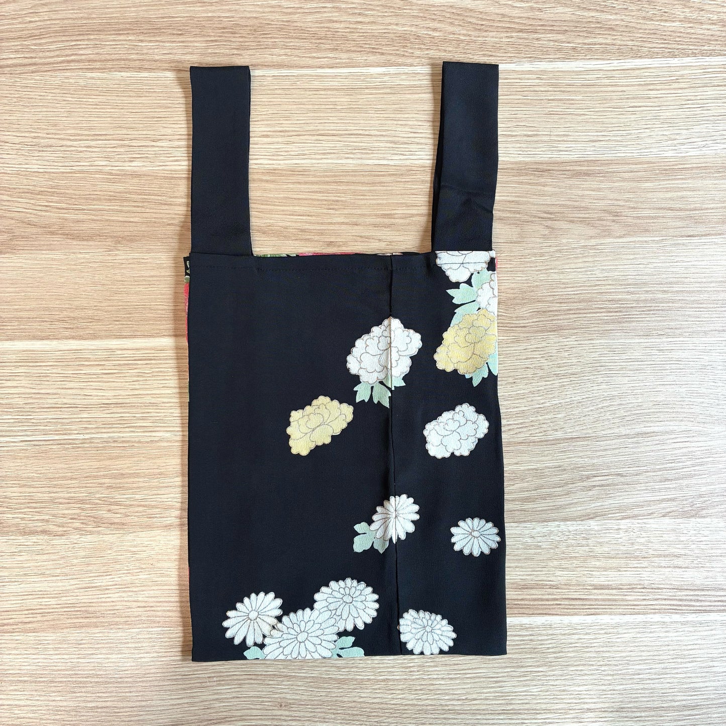 zivun Black Tomesode Remake Eco-Bag | Gold Gilded Peony Floral Pattern, Japanese Modern, One-of-a-Kind, Sub-Bag 32×26cm【OLD FLIP】