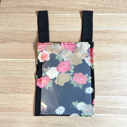 zivun Black Tomesode Remake Eco-Bag | Gold Gilded Peony Floral Pattern, Japanese Modern, One-of-a-Kind, Sub-Bag 32×26cm【OLD FLIP】