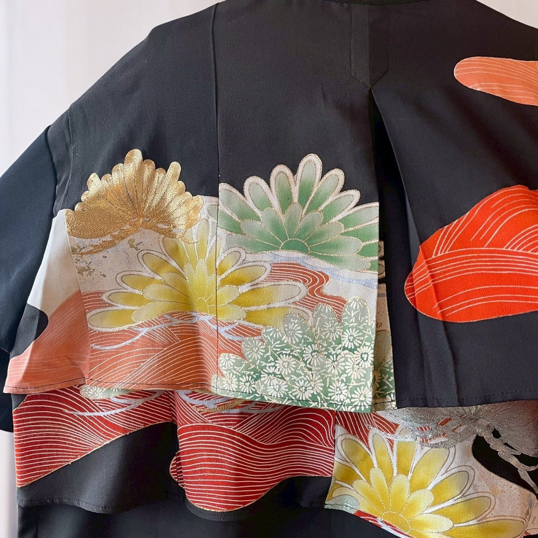 Kimono tiered shirts remake Remake black formal kimono recollect Ariake Garden store