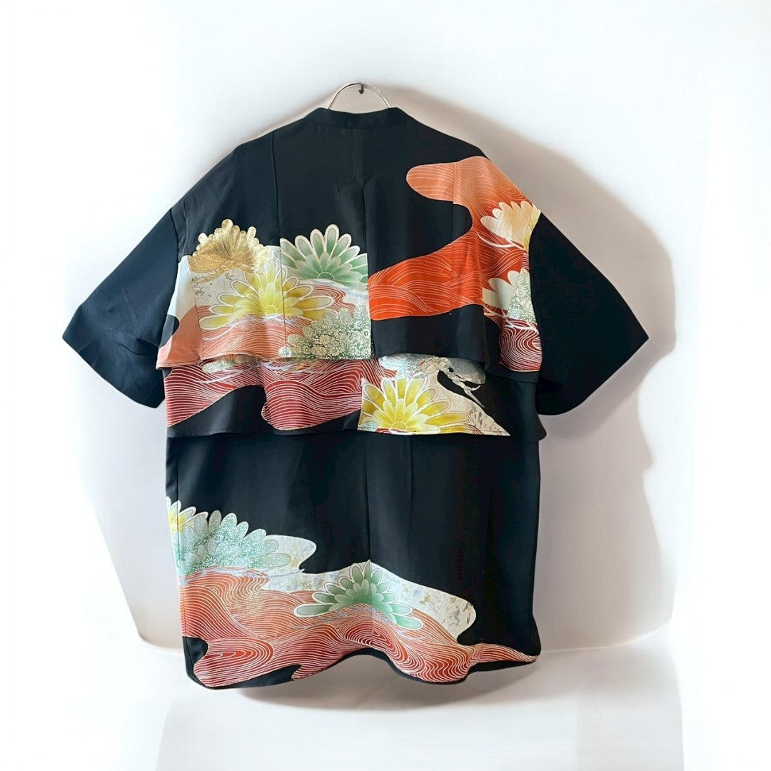 Kimono tiered shirts remake Remake black formal kimono recollect Ariake Garden store