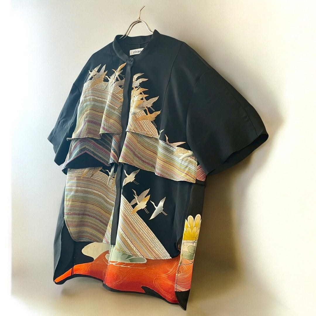Kimono tiered shirts remake Remake black formal kimono recollect Ariake Garden store