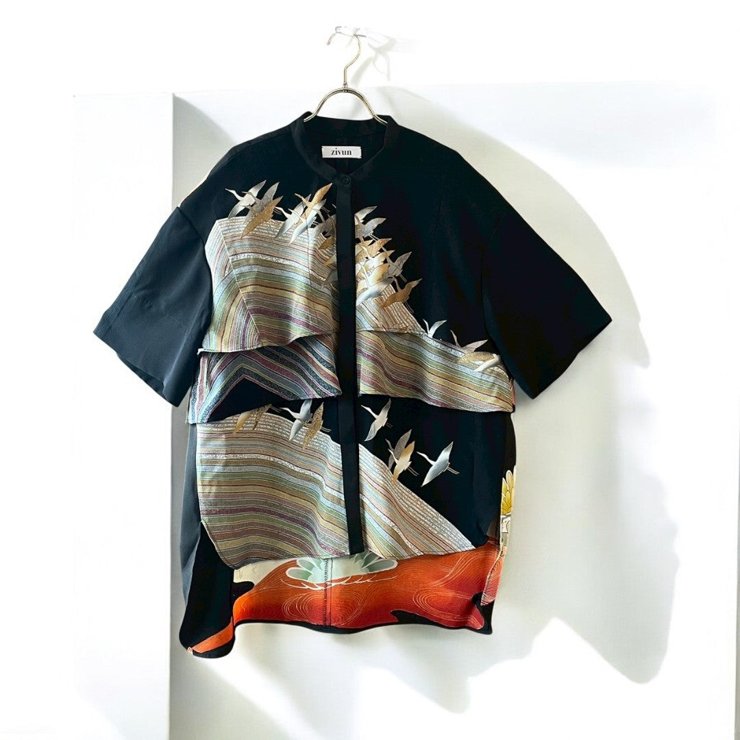 Kimono tiered shirts remake Remake black formal kimono recollect Ariake Garden store