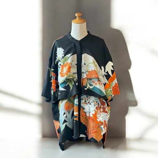 kimono tiered shirts remake リメイク 黒留袖 recollect有明ガーデン店