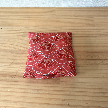 Túi tái chế kimono Zivun | Họa tiết sóng biển màu đỏ, phong cách Nhật Bản hiện đại, hàng độc nhất, túi phụ 32x26cm [OLD FLIP]