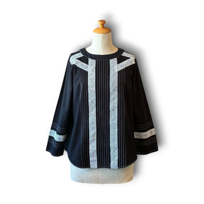 One-of-a-Kind Black Dyed Lace Blouse | Japanese Reworked Vintage Garment | zivun