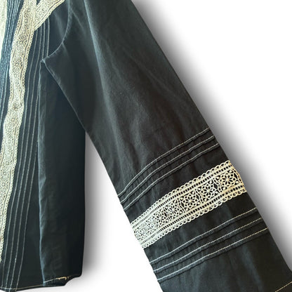 One-of-a-Kind Black Dyed Lace Blouse | Japanese Reworked Vintage Garment | zivun