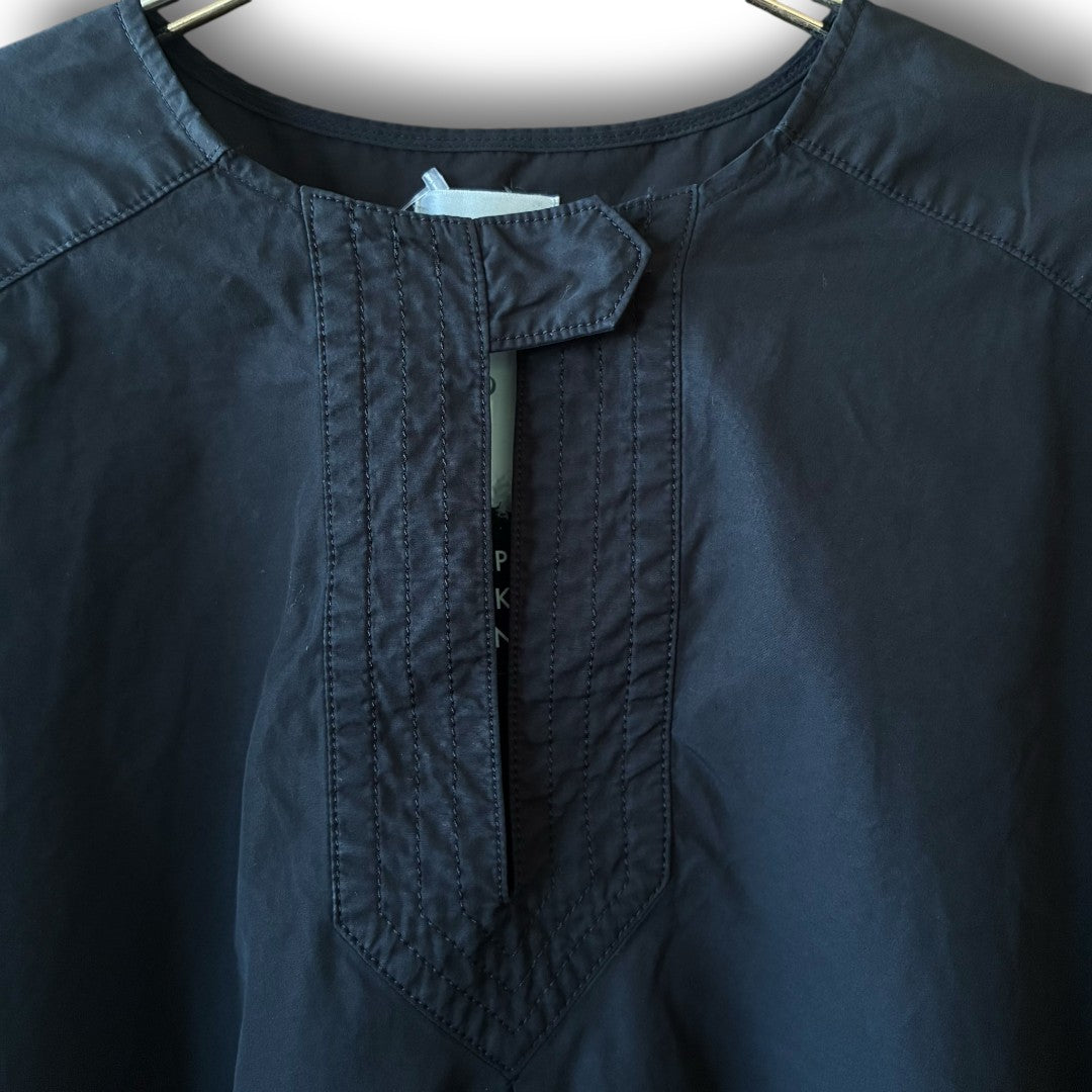 One-of-a-Kind Black Dyed Pullover Blouse | Japanese Reworked Flared Silhouette Top | zivun