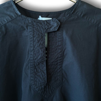 One-of-a-Kind Black Dyed Pullover Blouse | Japanese Reworked Flared Silhouette Top | zivun