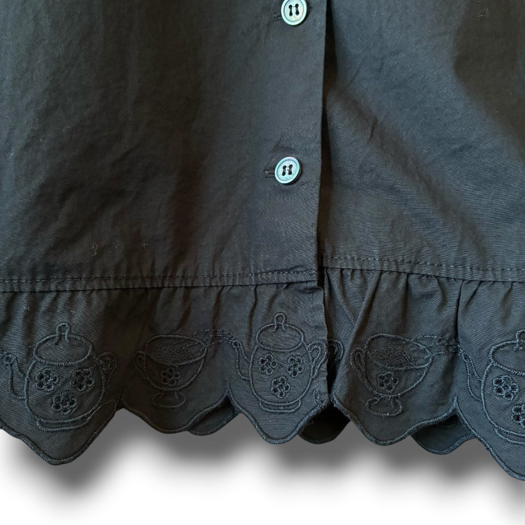 One-of-a-Kind Black Dyed Sailor Collar Blouse | Japanese Reworked Blouse | zivun