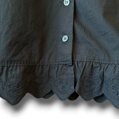 One-of-a-Kind Black Dyed Sailor Collar Blouse | Japanese Reworked Blouse | zivun