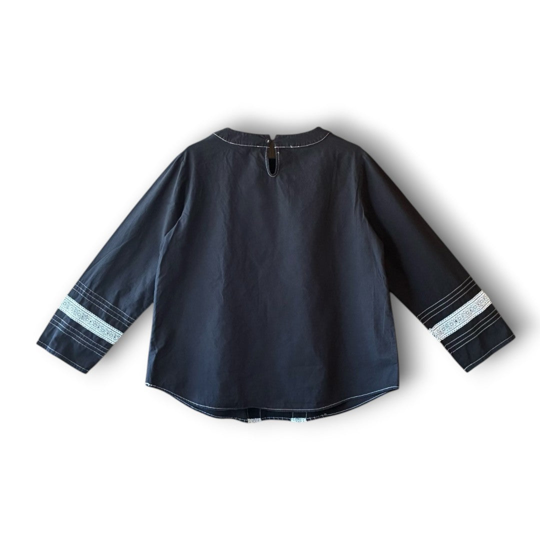 One-of-a-Kind Black Dyed Lace Blouse | Japanese Reworked Vintage Garment | zivun