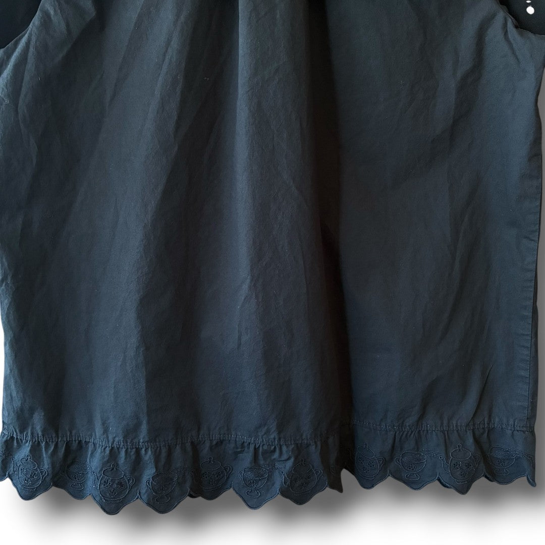 One-of-a-Kind Black Dyed Sailor Collar Blouse | Japanese Reworked Blouse | zivun