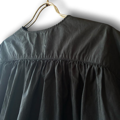 One-of-a-Kind Black Dyed Pullover Blouse | Japanese Reworked Flared Silhouette Top | zivun