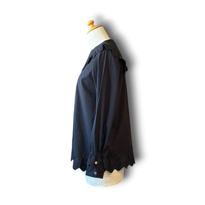One-of-a-Kind Black Dyed Sailor Collar Blouse | Japanese Reworked Blouse | zivun